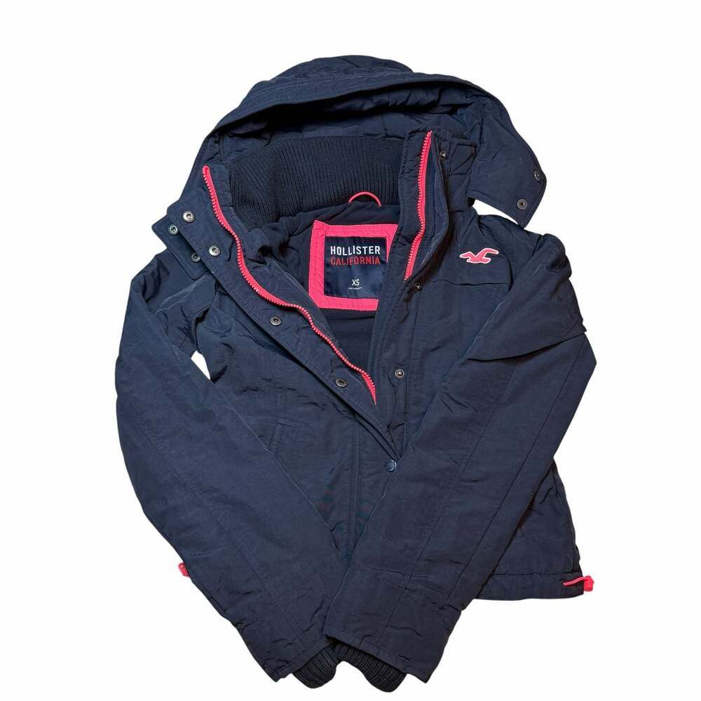 Hollister California Women's All-Weather Hooded Fleece-Lined Jacket Navy - Picture 3 of 6